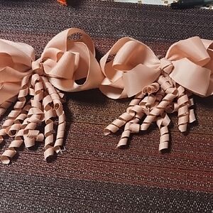No Boundaries Pink Satin Hair Bows with Ribbons
